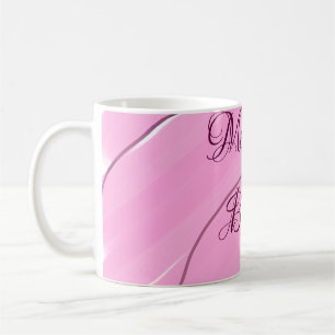 Merry & Bright roze krullende doodle design girly Koffiemok
