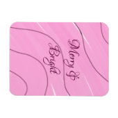 Merry & Bright roze krullende doodle design girly  Magneet (Horizontaal)