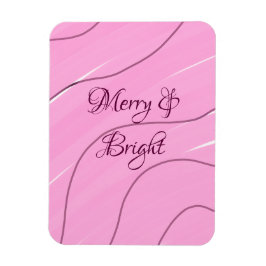 Merry & Bright roze krullende doodle design girly  Magneet