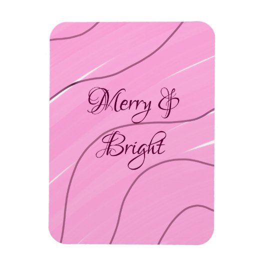 Merry & Bright roze krullende doodle design girly  Magneet (Verticaal)