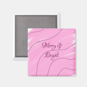 Merry & Bright roze krullende doodle design girly  Magneet (Voorkant / Achterkant)