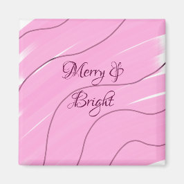 Merry & Bright roze krullende doodle design girly  Magneet