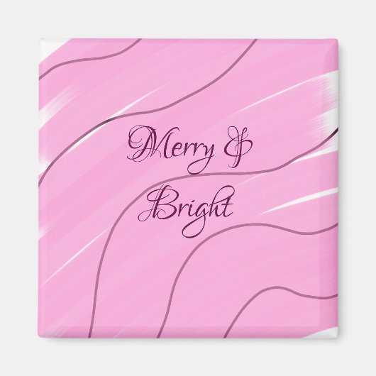 Merry & Bright roze krullende doodle design girly  Magneet (Voorkant)
