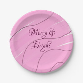 Merry & Bright roze krullende doodle design girly  Papieren Bordje