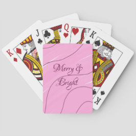 Merry & Bright roze krullende doodle design girly  Pokerkaarten