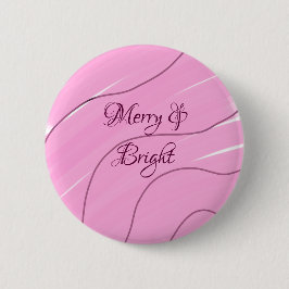 Merry & Bright roze krullende doodle design girly  Ronde Button 5,7 Cm