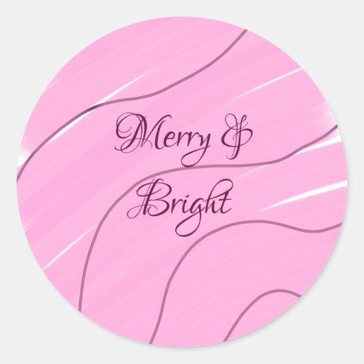 Merry & Bright roze krullende doodle design girly  Ronde Sticker (Voorkant)
