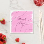 Merry & Bright roze krullende doodle design girly  Servet (Insitu)
