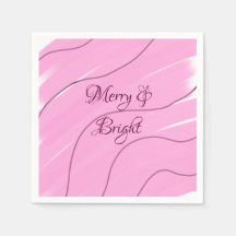 Merry & Bright roze krullende doodle design girly 