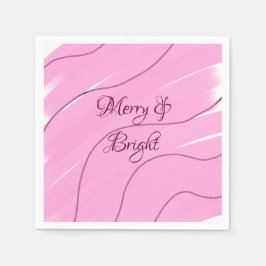 Merry & Bright roze krullende doodle design girly  Servet