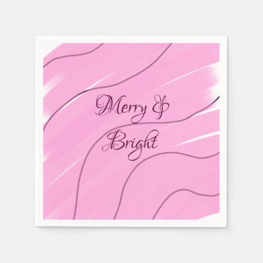 Merry & Bright roze krullende doodle design girly  Servet (Voorkant)
