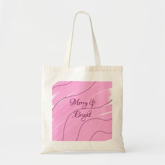 Merry & Bright roze krullende doodle design girly  Tote Bag (Voorkant)