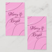 Merry & Bright roze krullende doodle design girly  Visitekaartje (Voorkant / Achterkant)