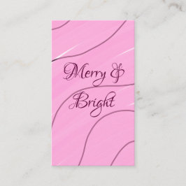 Merry & Bright roze krullende doodle design girly  Visitekaartje