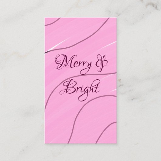 Merry & Bright roze krullende doodle design girly  Visitekaartje (Voorkant)