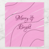 Merry & Bright roze krullende doodle design girly  Wijn Etiket (Enkel label)