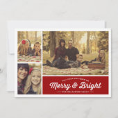 Merry & Bright Ruby 3 Foto Holiday Greeting Feestdagenkaart (Voorkant)