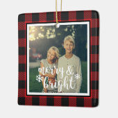 Merry & Bright Rustic Buffalo Plays Photo Ornament (Links)