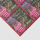 Merry Bright Rustic Snowman Naam Red Pattern Schat Tissuepapier (Detail)