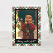 Merry & Bright Rustic Tartan of Pset Foto Feestdagen Kaart (Voorkant)