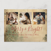 Merry & Bright rustieke foto Feestdagenkaart (Voorkant)