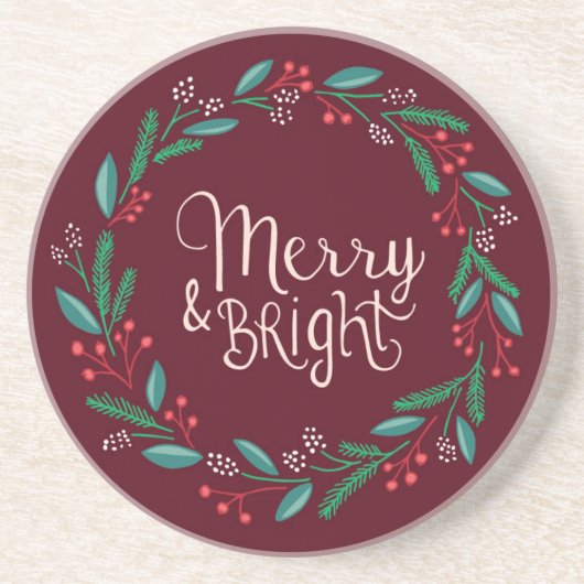 Merry & Bright Sandstone-Onderzetter Zandsteen Onderzetter (Voorkant)