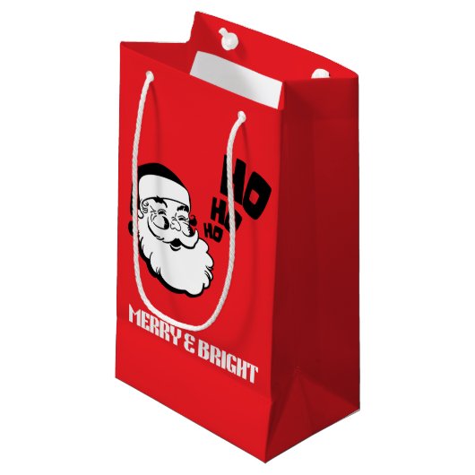 Merry & Bright Santa Gift Bag - Kerstvakantie Klein Cadeauzakje (Voorkant Gekanteld)