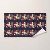 Merry Bright Santa Holding Lantern Illustration Bad Handdoek (Handdoek)