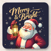 Merry Bright Santa Holding Lantern Illustration Bier Onderzetter (Voorkant)