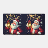 Merry Bright Santa Holding Lantern Illustration Bureaumat (Voorkant)