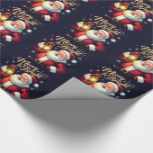 Merry Bright Santa Holding Lantern Illustration Cadeaupapier (Hoek)