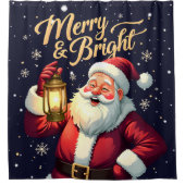 Merry Bright Santa Holding Lantern Illustration Douchegordijn (Voorkant)