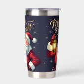 Merry Bright Santa Holding Lantern Illustration Geïsoleerde Drinkbeker (Links)