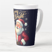 Merry Bright Santa Holding Lantern Illustration Latte Mok (Rechterhoek)