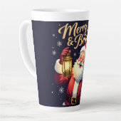 Merry Bright Santa Holding Lantern Illustration Latte Mok (Linkerhoek)