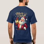 Merry Bright Santa Holding Lantern Illustration T-shirt (Achterkant)