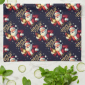 Merry Bright Santa Holding Lantern Illustration Theedoek (Gevouwen)