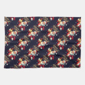 Merry Bright Santa Holding Lantern Illustration Theedoek (Horizontaal)