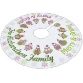 Merry & Bright Santa Owls JOUW NAAM Boomrok Kerstboom Rok (Gekanteld)