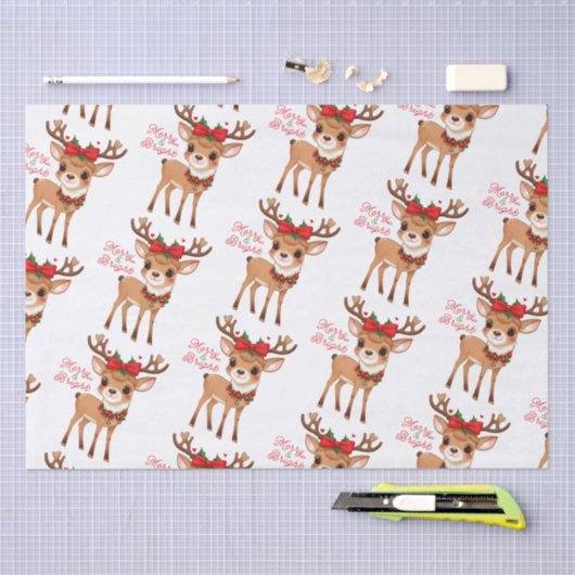 Merry&Bright Schattig Rendier Tissue Papier (Craft)