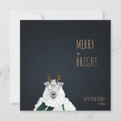“Merry + Bright” Schattig Schaap Feestdagenkaart (Voorkant)