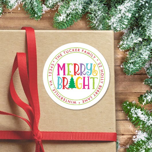 Merry & Bright Schattige Christmas Return Adres La Ronde Sticker