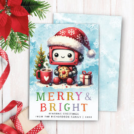 Merry & Bright Schattigee Robot Kerstmis Feestdagenkaart