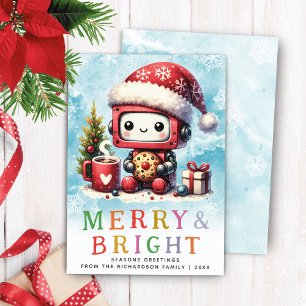 Merry & Bright Schattigee Robot Kerstmis Feestdagenkaart