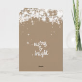 Merry & Bright Schrijven Witte Bomen Lichtjes Kraf Feestdagen Kaart (Achterkant)