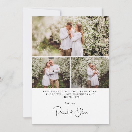 Merry + Bright Script Boog Foto Feestdagenkaart (Achterkant)