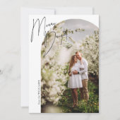 Merry + Bright Script Boog Fotokaart Feestdagenkaart (Voorkant)