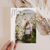 Merry + Bright Script Boogfoto Feestdagenkaart