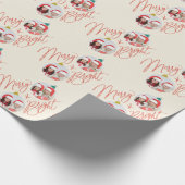 Merry & Bright script en foto ornamenten ontwerp Cadeaupapier (Hoek)