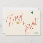 Merry & Bright script en foto ornamenten ontwerp Kaart (Voorkant)